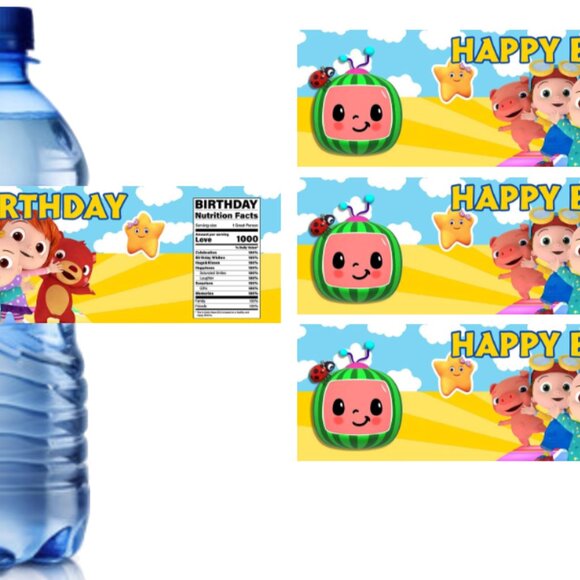 Birthday Water Bottle Labels, 8.5x2 inches, Happy Birthday Theme with Nutrition - Picture 4 of 5